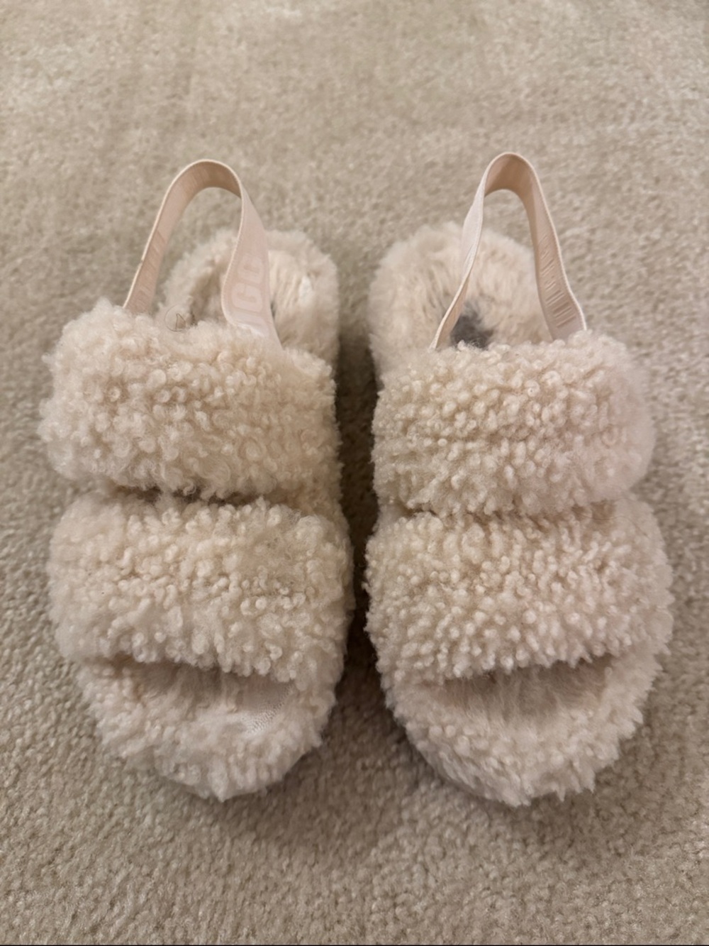UGG Cream Shearling Double-Strap Slingback Slides